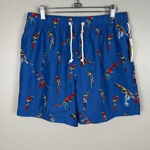 Original Penguin Parrot Blue Swim Trunks All Over Print Board Shorts NWT Men's M